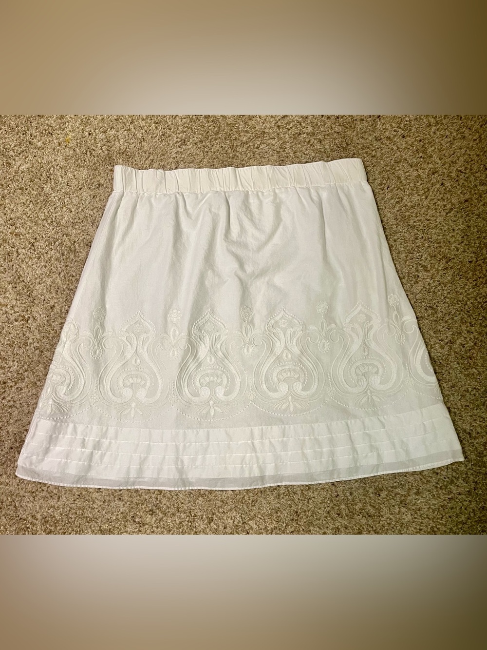 Isaac Mizrahi Live! White Cotton Mini Skirt with Embroidered Border Size XL